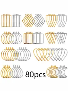 80 Piece Hollow Frame Pendant Set, Resin Craft Jewelry Molds, DIY Necklace & Earring Making Supplies, All Seasons Fashion