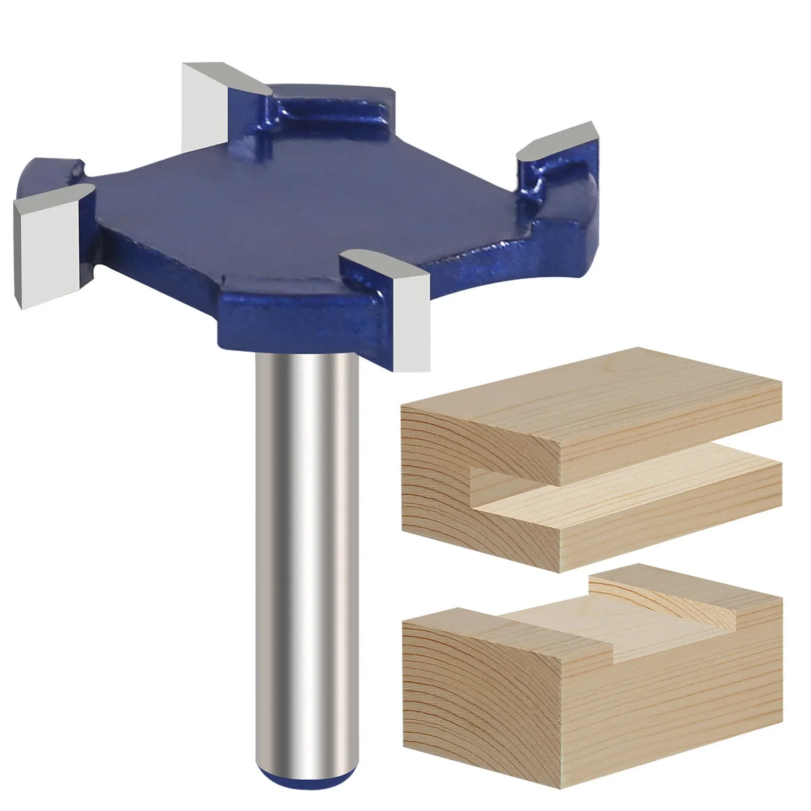Vearter 6.35mm Shank Carbide Tip CNC Spoilboard Surfacing Router Bit - 38mm Cutting Diameter, Anti-Kickback Insert Cutter, High RPM, Solid Hardened Steel Body for Hand-Held/CNC and Other Automatic Routers, Particle Board, Wood, MDF, Plywood, Acrylic, Surf