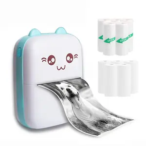 Portable Mini Printer, Thermal Inkless Sticker Maker with 10 Rolls Printing Paper, for Labels, Receipts, Photos, Notes, and Learning, Compatible with iOS & Android