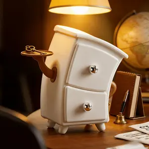 Cute Mini Storage Cabinet with Tray, Arc-Shaped Desktop Organizer, Entryway Decor, Suitable for Dressing Table, Office, Home