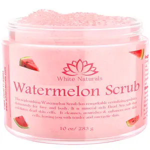 Watermelon Scrub, Organic Salt Bath Scrub, Gently Exfoliating Face & Body Scrub for Women, 10 oz