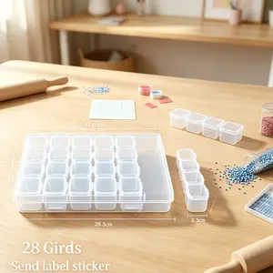 1-Pack Transparent Diamond Painting Storage Box – 28 Mini Compartments, Perfect for Organizing Diamond Painting, Cross-Stitch, and Mosaic DIY Supplies