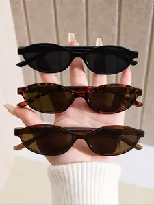 Elegant Retro Oval Sunglasses for Men & Women, Multi-Color Small Frame Shades, Perfect for Vacation, Driving, Camping, Street Photography, Classic Oval Sunglasses