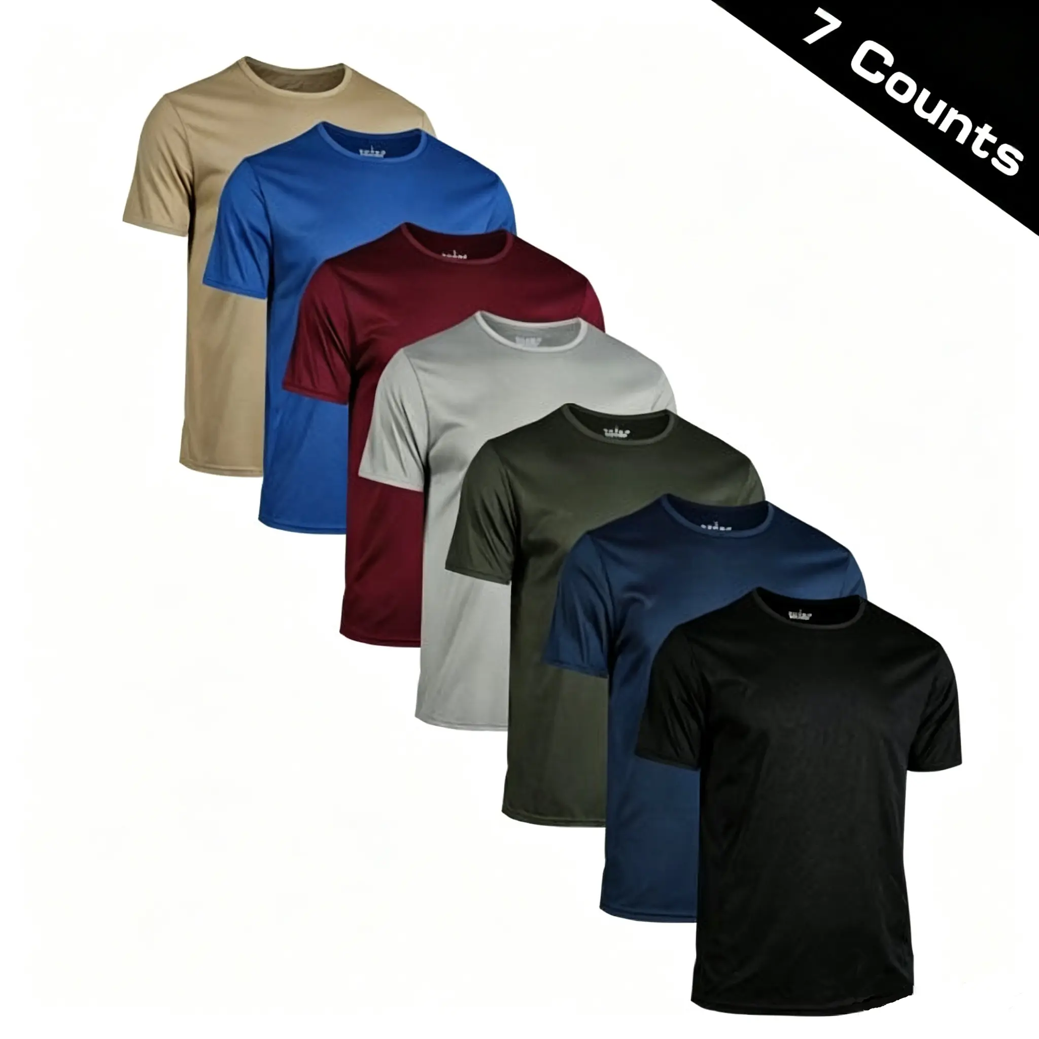 MTTYYD Men's 7-Pack Dry Fit Crew Neck T-Shirts, Breathable Polyester Athleisure Activewear for Gym, Running & Workout, Dry Fit Activewear