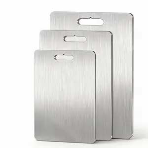 304 Stainless Steel Cutting Board, Non-Slip Thickened Chopping Board, Home Kitchen Large Size Meat & Vegetable Slicing Tray