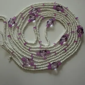 Waistbeads Luscious Lavender - Elegant Beaded Waist Chain with Purple and White Beads for Stylish Wear