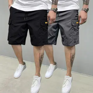 Men’s 2-pack casual cargo shorts, durable moisture-wicking fabric, drawstring design, multi-pocket design—ideal for street style, beachwear, travel, and summer outfits.