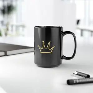 Coffee & Crowned — 15oz Black Mug