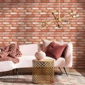 20pcs Rustic Red Brick Peel and Stick Tile Stickers - Waterproof Removable Wall Decals for Kitchen Backsplash Bathroom Living Room Home Decor
