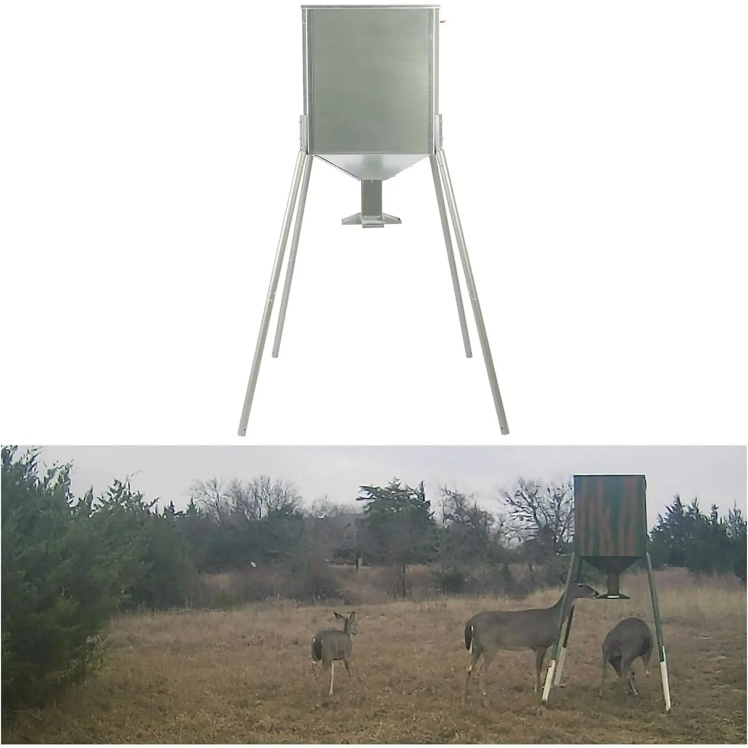 Gravity Deer Feeder Hunting Game 450 LB Large Capacity w/o Foot Kit Galvanized Steel-TK
