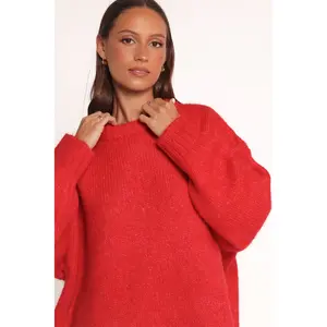 Lloyd Oversized Crew Knit Sweater - Red