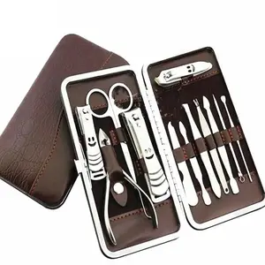 12PCS Silver Carbon Stainless Steel Nail Care Kit - Lightweight Compact Manicure & Pedicure Set with Clippers, Cuticle Grooming Tools, Nail File, Cleaner in Storage Case