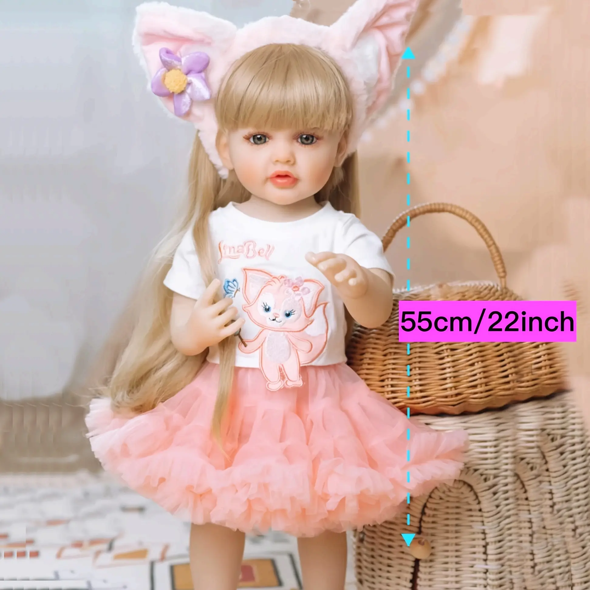 Lifelike 55cm (22in) Full-Body Soft Vinyl Reborn Baby Doll, Princess Doll, Waterproof Bath Toy, Little Gifts for Girls, Birthday Gift for Kids, Princess Dolls