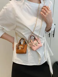 New Mini Handbag, Lock Decorative Small Coin Purse, Fashion Chain Crossbody Bag, Compact Size for Lipstick, Keys, Earphones, Bus Card, Coins