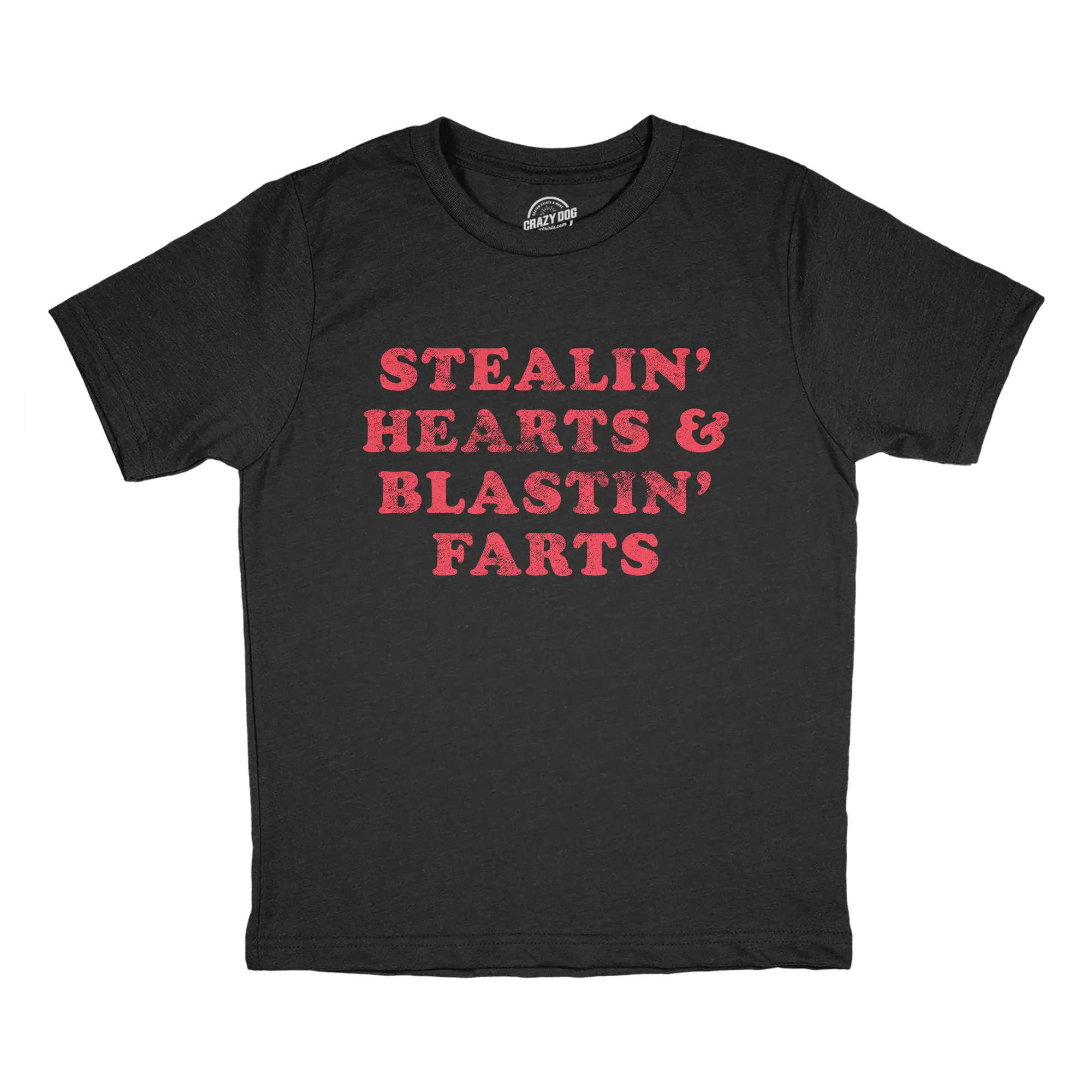 Youth Stealin Hearts and Blastin Farts T Shirt Hilarious Relationship Bathroom Humor Graphic Tee Funny T Shirts Love Tops for Kid Funny Adult Humor Short Sleeve Novelty Tees for Kids Black