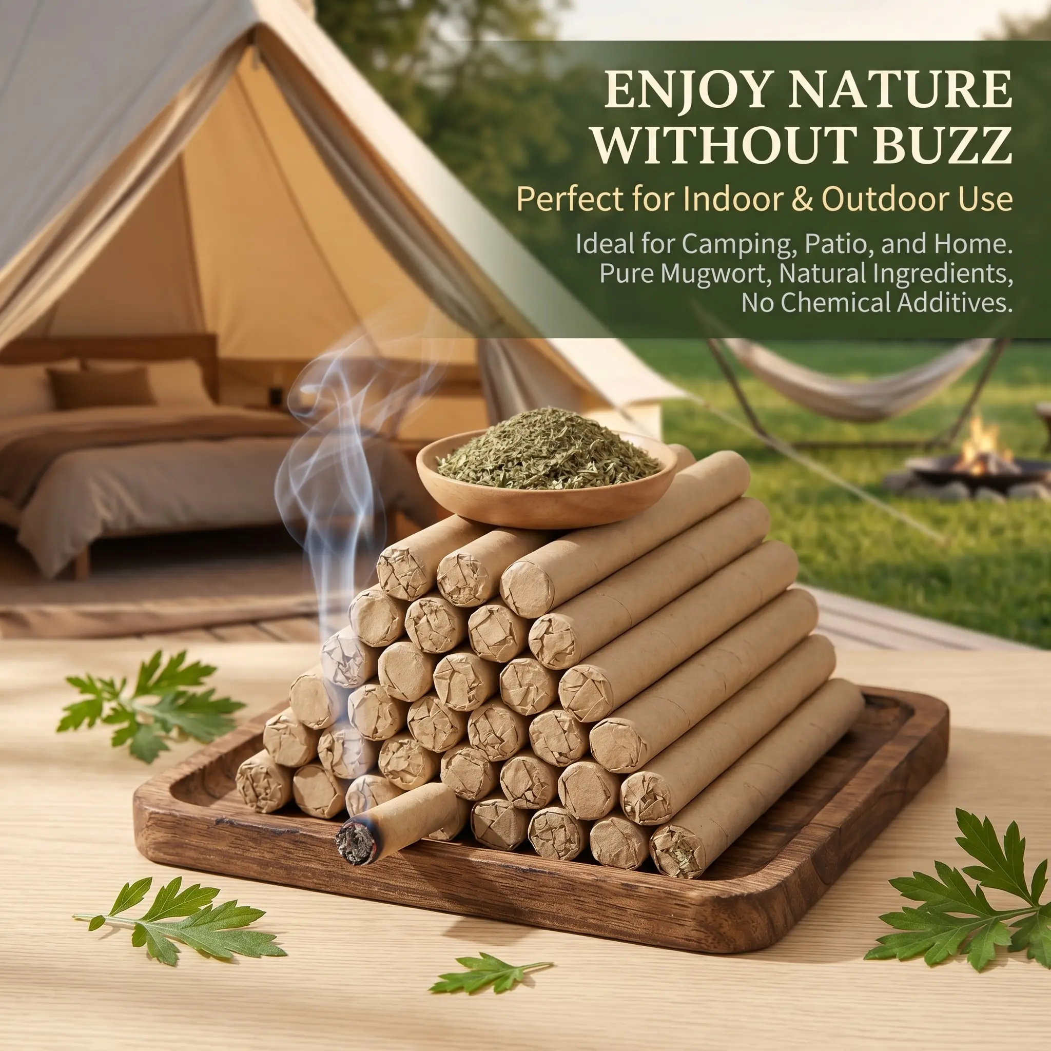 (10/20/30-pack) Organic Mugwort and Gastrodia Aromatherapy Sticks—Natural Mosquito Repellent, Sleep Aid, and Non-Toxic Home Fragrance