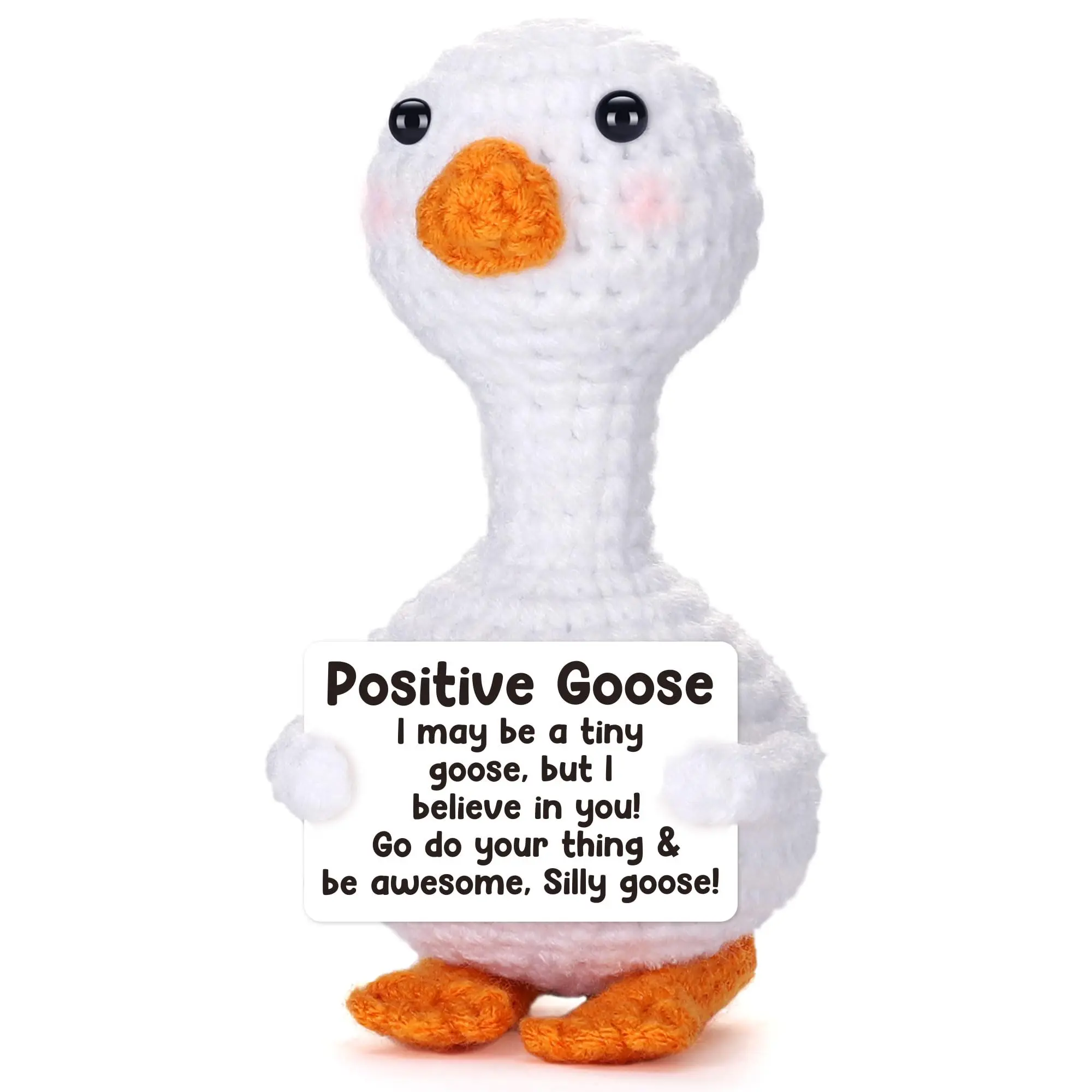 Unisex Handmade Knitted Fabric Goose Shape Plush Charm - 1 Pcs Super Soft Keychain Bag Charm, Kawaii Mini Gift, Stress Relief Companion, Festive Party Decor, No Battery Needed Home & Car Accessory, Bag Charms