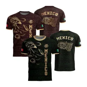 Mexico Black Gold Aztec Eagle Serpent Soccer Jersey,  Mexico Jersey for Men Women Youth And Kids, All-Over Print Soccer Jersey