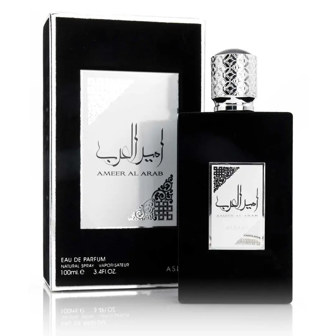 Lattafa Ameer Al Arab Men's EDP Spray - 3.4oz (100ml) Premium Arabian Pork-Free Ultra-Luxe Fragrance, Long Lasting, Amber Vanilla, Oud, Sandalwood, Jasmine, Roses, Zesty Traditional Scent, Fragrance That Starts With A, Guys Gift, Long Lasting Fragrance