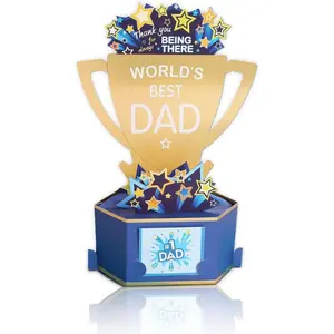 Father's Day Pop Up Card 2026, 3D Father's Day Card for Dad from Daughter Son Kids, Funny Best Dad Ever Greeting Card Gift for Husband Grandpa, Pop-Up Father's Day Card from Wife & Grandkids