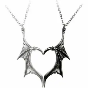 2 Pieces Couple Necklace Heart Wing Pendant Matching Gift for Girl Boy