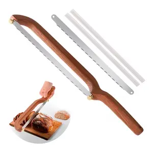 Bread Knife for Homemade Bread Sourdough, Wooden Bread Bow Knife for Sourdough, Bread Slicer for Homemade Bread, Bread Saw, Sourdough Bread Cutter, Sharp and Even Slicing