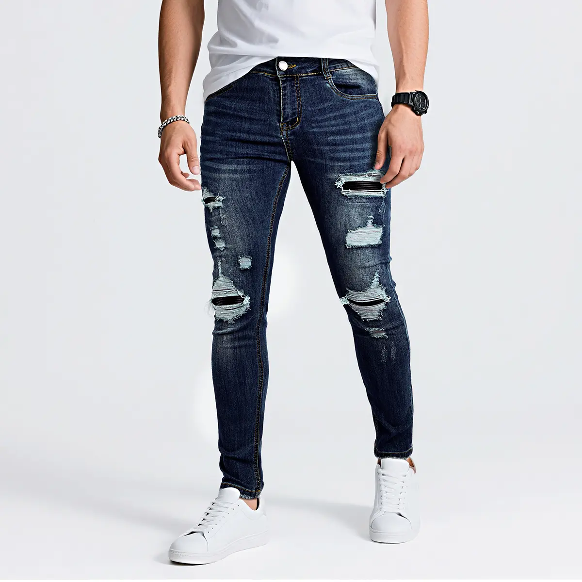 GINGTTO Men's Ripped Stretch Jeans Slim Fit Distressed Skinny Denim Pants Fashion Comfort Tapered Leg GINGTTO Men's Ripped Stretch Jeans Slim Fit Distressed Skinny Denim Pants Fashion Comfort Tapered Leg