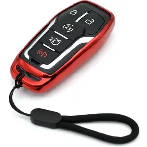 Fit for Ford Edge Explorer Fusion Mustang Expedition F-150 F-250 F-350 F-450 Super Duty Transit-150 250 350 HD Lincoln MKC MKX MKZ Nautilus Red Key Fob Cover Case Accessories NOT FIT Flip Key