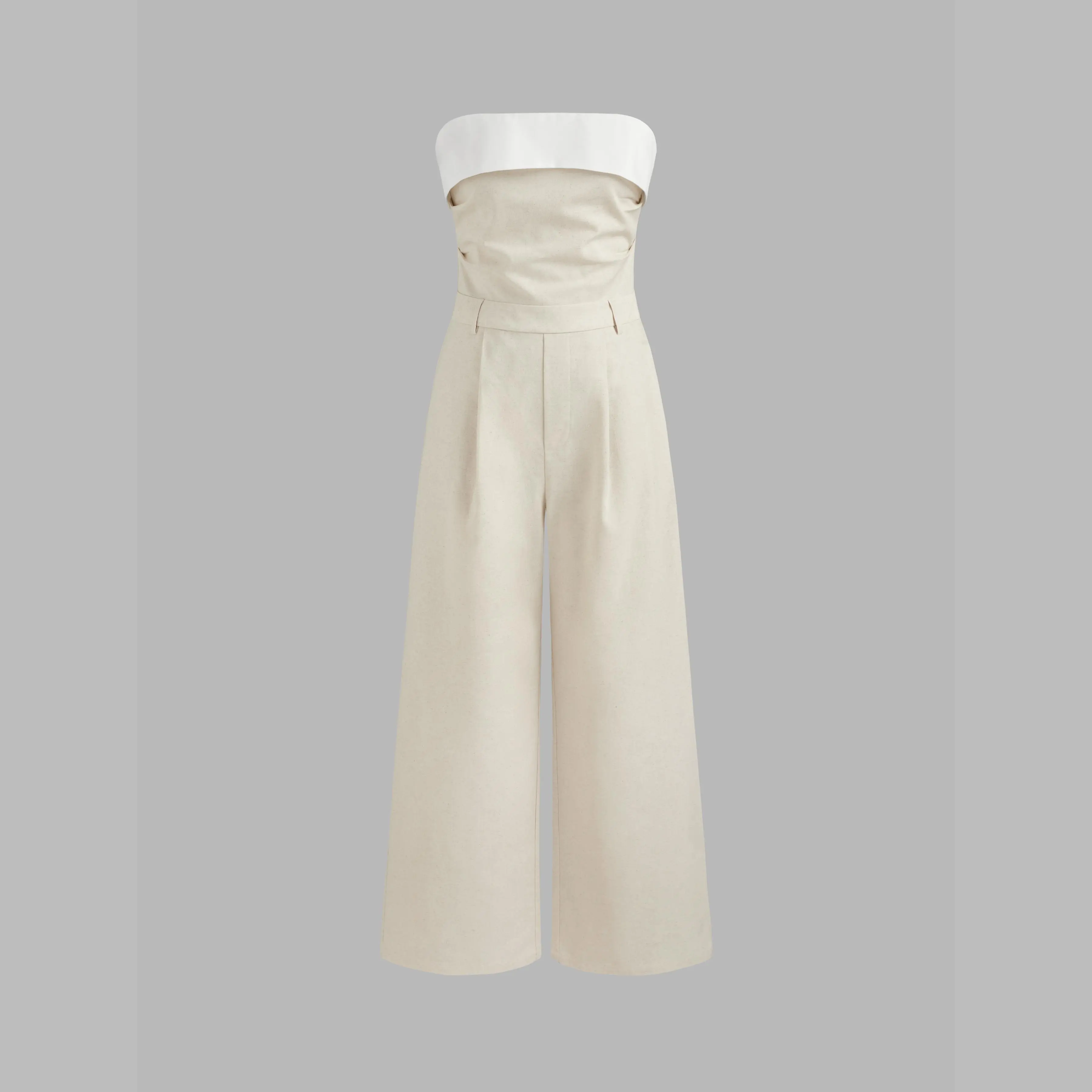 Women's Cider Linen Cotton Solid Jumpsuit with Pocket, Ruched Wide Leg, Size 2-10