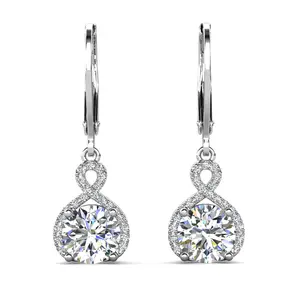 Alessandra 18k White Gold Plated Infinity Drop Earrings with Simulated Diamond Crystals