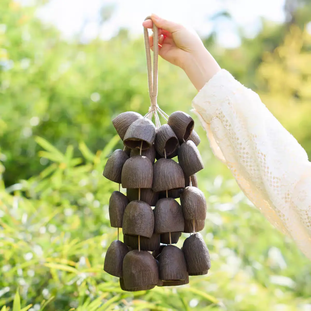 Natural Seed Pod Hand Bell Chime - Organic Dried Pods Percussion Instrument for ASMR, Calm & Relaxation, Stress Relief, Bedroom Decor (Versatile Use for All Seasons)