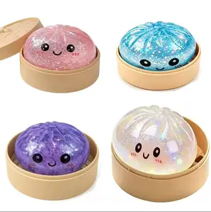 Glitter Dumpling Squishy with Box, Soft Sensory Squeeze Toy for Stress Relief, Mystery Glitter Dumplings, Decompression Dough summervibes