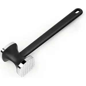 Black Heavy Duty Dual-Sided Meat Pounder – Soft Grip Anti-Slip Handle, Spiked and Smooth Dual Surfaces, for Meat Tenderizing and Flattening