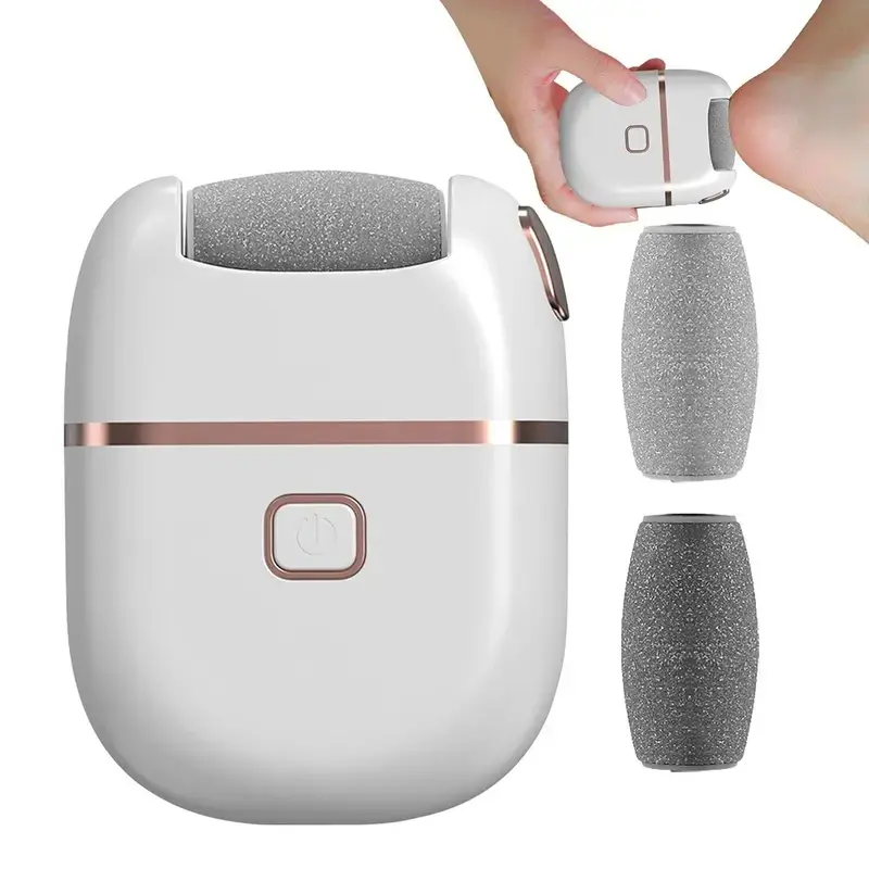 Rechargeable Dual Speed Electric Foot Callus Remover, Portable Pedicure File Kit with 3 Grinding Heads & Replacement Rollers, Effective Dead Skin & Cracked Heel Remover Foot Care Tool for Men Women, Foot Care Products, Cordless Pedicure Machine