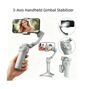 Multifunctional three-axis stabilizer 360 tracking facial recognition smartphone selfie stick portable with fill light M01