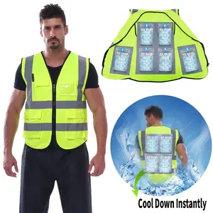 PANGTIKU Regular Style Free Gift 24pcs Ice Packs Ice Safe Cooling Vest for Men&Women Cool Safety Vest for Hot Weather Work with 6Pockets Cold Jacket for Summer Outdoor Working  Reflective Workwear Menswear
