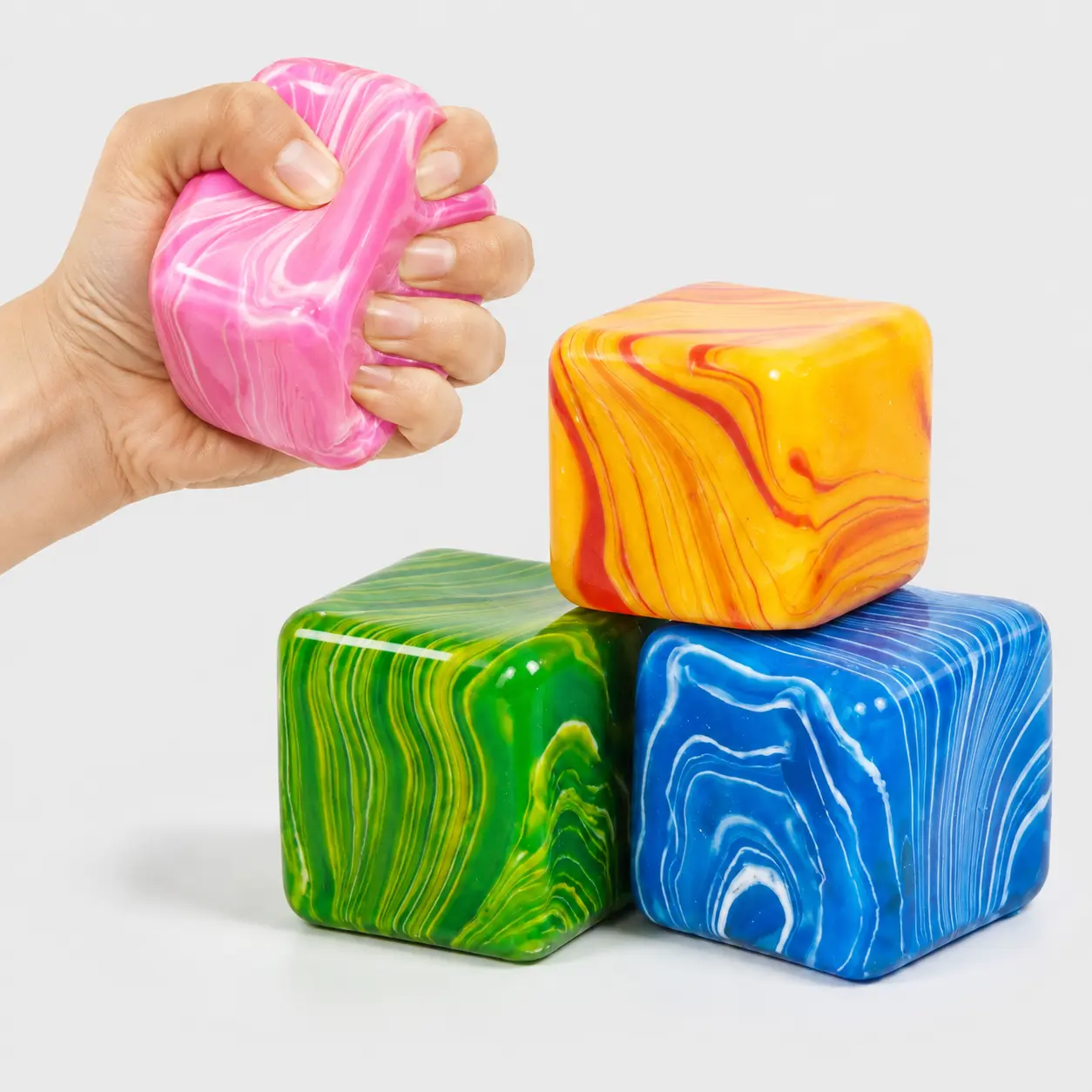 4 Pack Stress Cube, Density Cube Fidget Toy, Stress Relief with Slow Rising Sensory Squishy Toys for Kids Adults, Birthday Gifts, Party Favors, Classroom Prizes for Boys Girls, Butter Stick Squishy