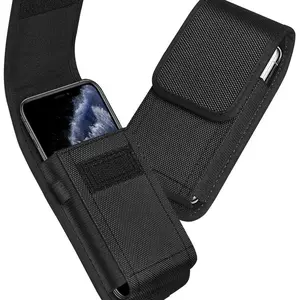 Tactical Cell Phone Pouch Holster with Free D Shaped Buckle Portable Wallet Card Waist Pack Adjustable Waistband Bag Outdoor Sports Nylon Carrying Case Waist Belt Bag