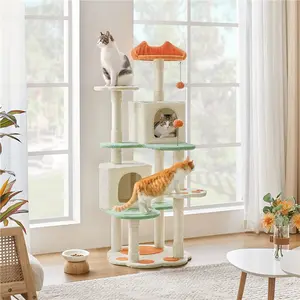 【On Sale】Yaheetech Cat Tree, 42/57.5/65/72in Cat Tower for Indoor Cats, Cat House with Platform, Scratching Posts, Double Condos, Cat Climbing Frame Bed Furniture