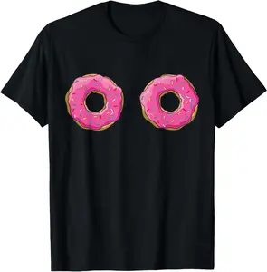 100% cotton Unisex Funny Donut Boobs Sprinkle Doughnut T-Shirt