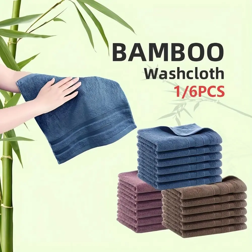 1/6 PCs Soft and Absorbent Bamboo Washcloths Hand Towels Lightweight Soft Towel Water Absorbent Towel 13X13 In