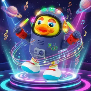 Dancing Astronaut Duck Musical Toy for Kids with LED Lights Interactive Fun Boys Girls Xmas Gift Walking Toy Gift for All Ages