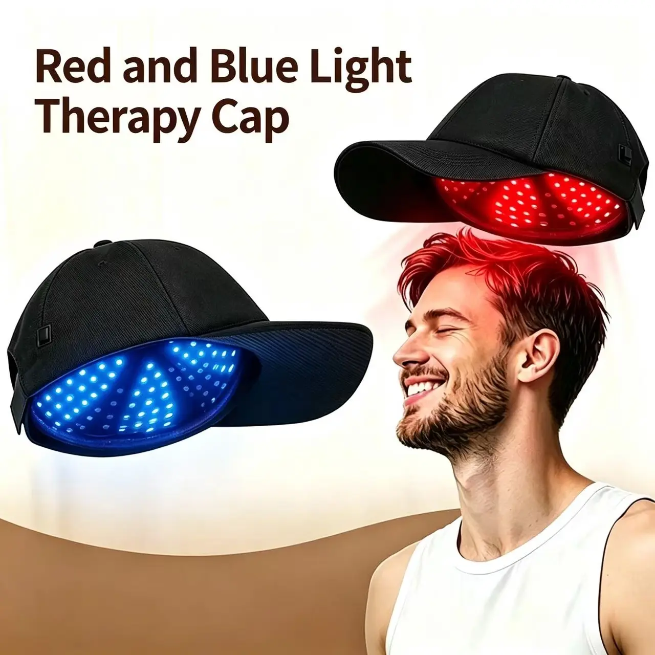 LED red blue light hair care cap vibration hot compress therapy cap