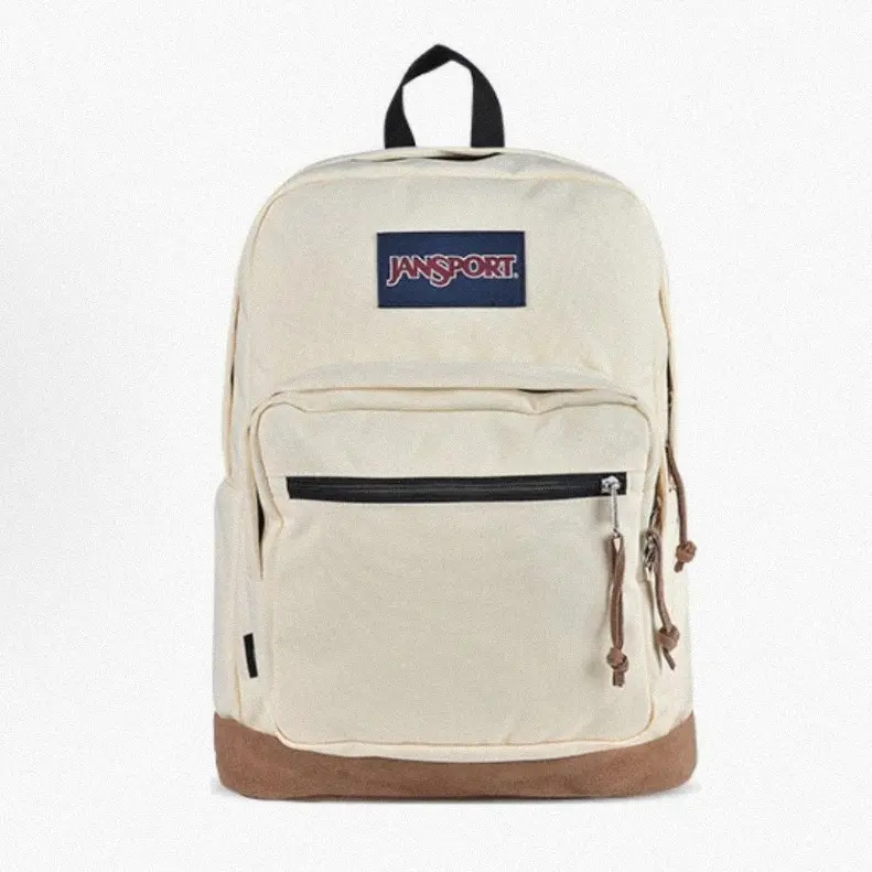 Jansport Classic Beige Bottom Backpack Accessory Set, Vintage Canvas School Bag for Teens, Lightweight Casual Daypack, Back To School Essentials, Perfect Gift for Students, Friends & Family