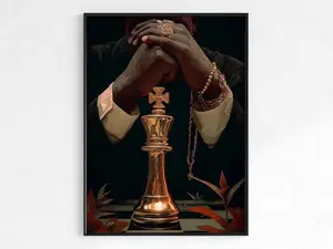 Luxury Chess King Wall Art, Modern Black Gold Poster, No frame