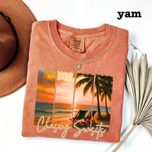 Comfort Colors Coconut Girl Sunset T-shirt, Beachy Aesthetic Shirt, Summer Vacation Beach Shirt, Salty Vibes, Summer Trendy Shirt, Girls Tee