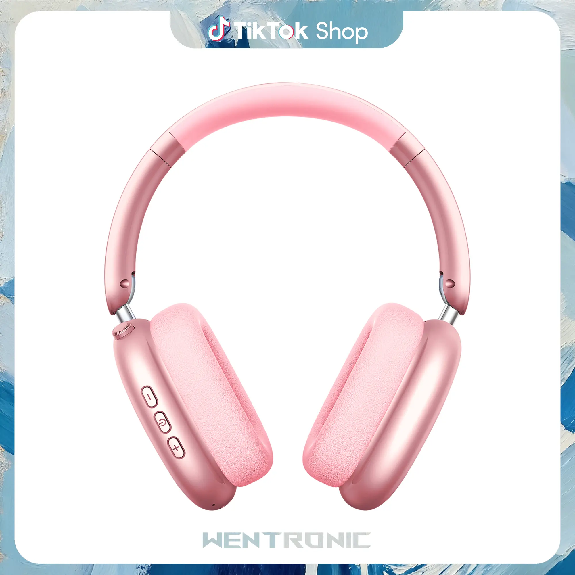 WENTRONIC Y01 Bluetooth 5.3 Over-Ear Headphones, Noise Reduction, Hi-Res Audio, 48H Playtime, Foldable, Soft Earpads, with Mic for iOS/Android/PC