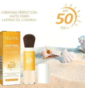 EELHOE Sunscreen Setting Powder with SPF 50 PA++, Oil-Control Matte Finish, Waterproof & Transfer Proof Makeup for Oily Skin, Includes Brush, 8g, Bottle