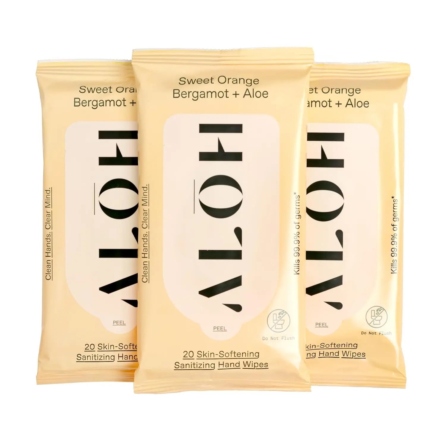 ALOH Hand Sanitizing Wipes, Sweet Orange Bergamot – 99.9% Germ Protection Hand Sanitizing Wipes Natural