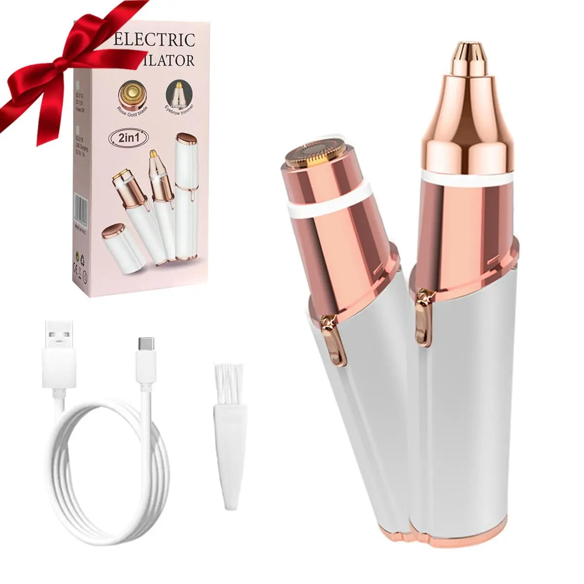USB Rechargeable 2 in 1 Electric Eyebrow Trimmer, 1 Box Electric Eyebrow Shaver & Accessories, Portable Eyebrow Trimmer for Women, Clipper Razor, Rechargeable Shaver Set, Trimmer Foil Shaver, Cordless Portable Shaver, Shaver Razors
